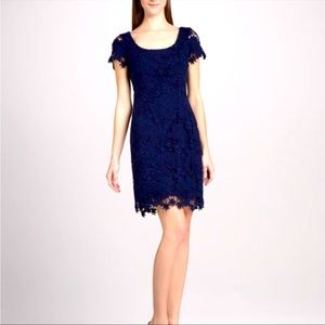 Lilly Pulitzer Marta Navy 3D Floral Lace Dress Navy 0 Eyelet